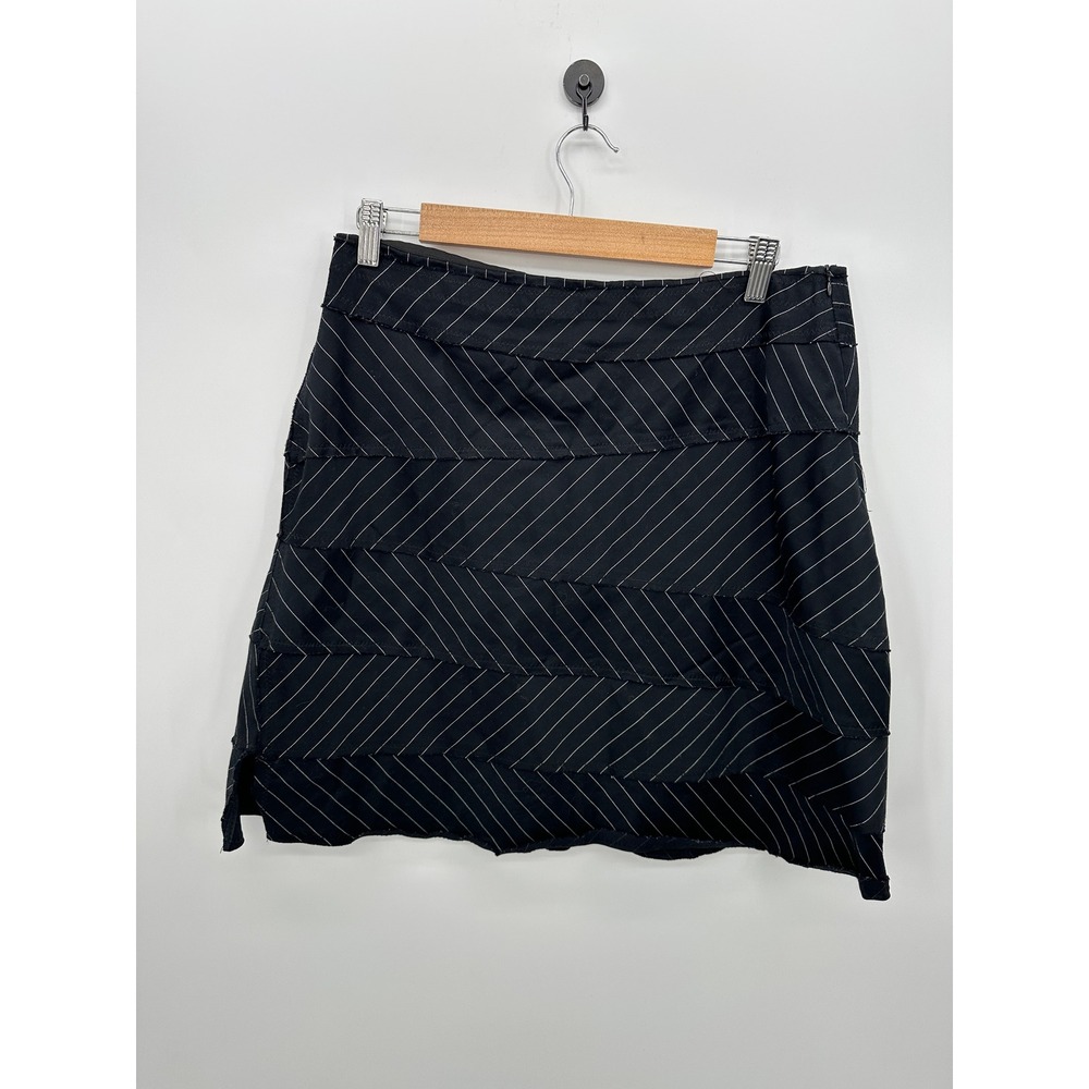 Y2K Mini Skirt Sz 10 Grunge Emo Goth Skater Whimsigoth Black Striped Cotton‎